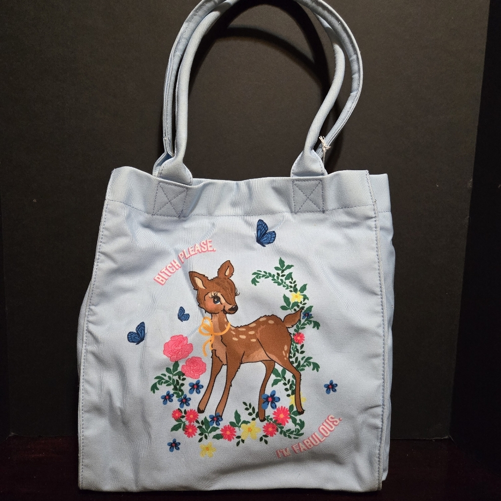 Skinny Dip London Tote Bambi Feline 'B..ch Please... I'm Fabulous' Sassy Fun 15"